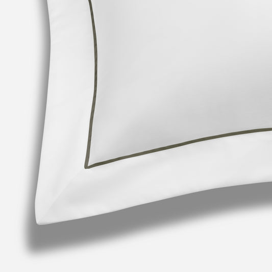 Heritage Oxford Pillowcase- White With Canopy Green Trim